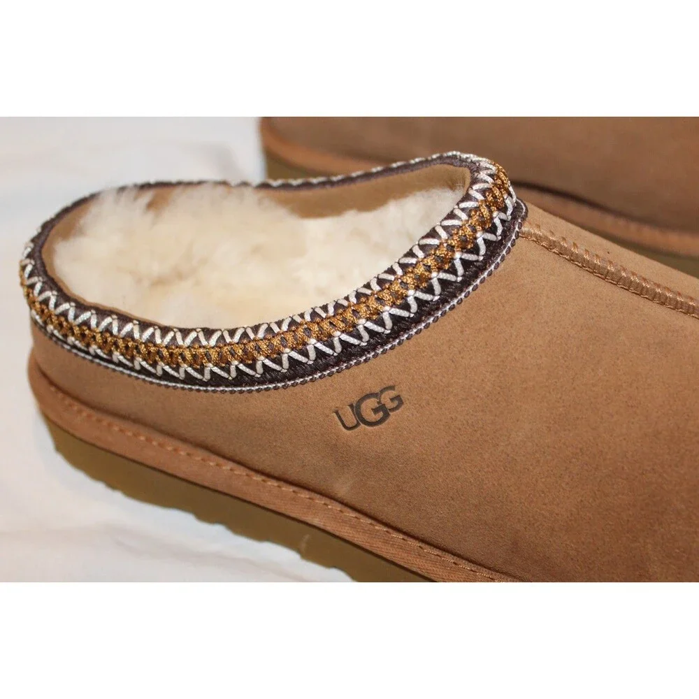 UGG MEN'S TASMAN II SUEDE SHEARLING LINED CLOG SLIPPERS CHESTNUT 11